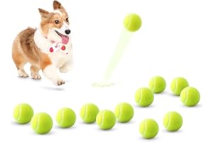 Grezea 12 Pack 2 Inch Mini Dog Tennis Balls for Small Dogs, Interactive Dogs Toy Balls Easy Playing Fetch Fits 2 Inch Dog Ball Launchers