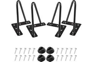 MSOBAIW 6" Hairpin Legs Heavy Metal Table Legs for Cabinet, Bedside Table, Furniture Legs, 3/8" Dia SatinTwo-Rod Iron Wire Legs for DIY Furniture