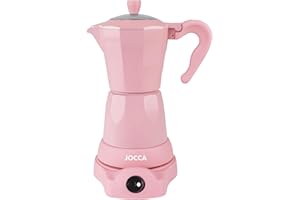 Jocca Cafetière italienne électrique rose | 6 tasses | Base rotative à 360° | Système maintient au chaud | Poignée au toucher froid | 480 W sans fil