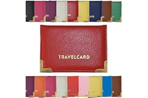 AlezyB - 1x Burgundy Bus Pass Holder Travel Card, Credit Card and ID Card Holder for Men and Women Soft Leather, Card Cases & Money Organisers