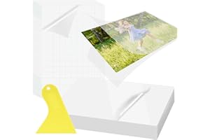 W RXKIOCS 101 Pièces Feuille Plastifieuse Feuille Autocollante Transparente Papier Plastifieuse Film Transparent Autocollant Film de Plastification à Froid Film Autocollant Transparent Pour Photos