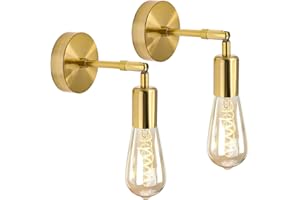 BIQING 2pcs Applique Murales Industrielle,Or Lampe Murale en Métal Luminaires Applique Intérieure Éclairage Mural sans Ampoule pour Salon,Chambre à Coucher,Salle de Bains.