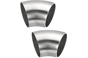 PATIKIL 2 piezas codo curvado con mandril 45 grados, codo escape acero 45mm OD conector tubería escape acero inoxidable 304 para tubería escape barandilla escalera HVAC