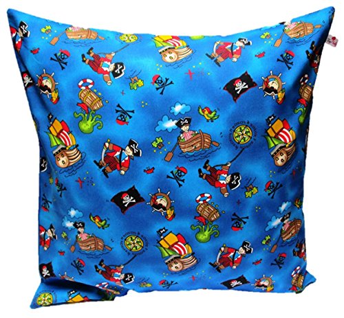 Kissenhülle 50 X 50 cm " Piraten Dunkelblau" Pirat Kissen Schiff Boot Kissenbezug für Kissen 100 % Baumwolle BW Handmade Zierkissen Zierkissenhülle Zierkissenbezug Kissenbezug Baumwolle Blue Jungen Jungs
