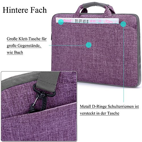 BRINCH 15,6 Zoll Multifunktional Laptop Schutzhülle Portable Umhängetasche Messenger Bag mit Schulterriemen und Griffe Aktentasche für 15 – 15,6 Zoll Laptop / Notebook / MacBook / Ultrabook / Chromebook / Tablet Computers /Apple / Acer / Asus / Dell / Fujitsu / Lenovo / HP / Samsung / Sony / Toshiba,Violett - 5