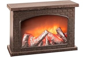 Ideen mit Herz Kominek LED, dekoracyjny ogień, elektryczny, zasilany bateriami, bez ogrzewania, realistyczny efekt ognia / płomienia, 28 x 11,8 x 19,8 cm, z funkcją timera