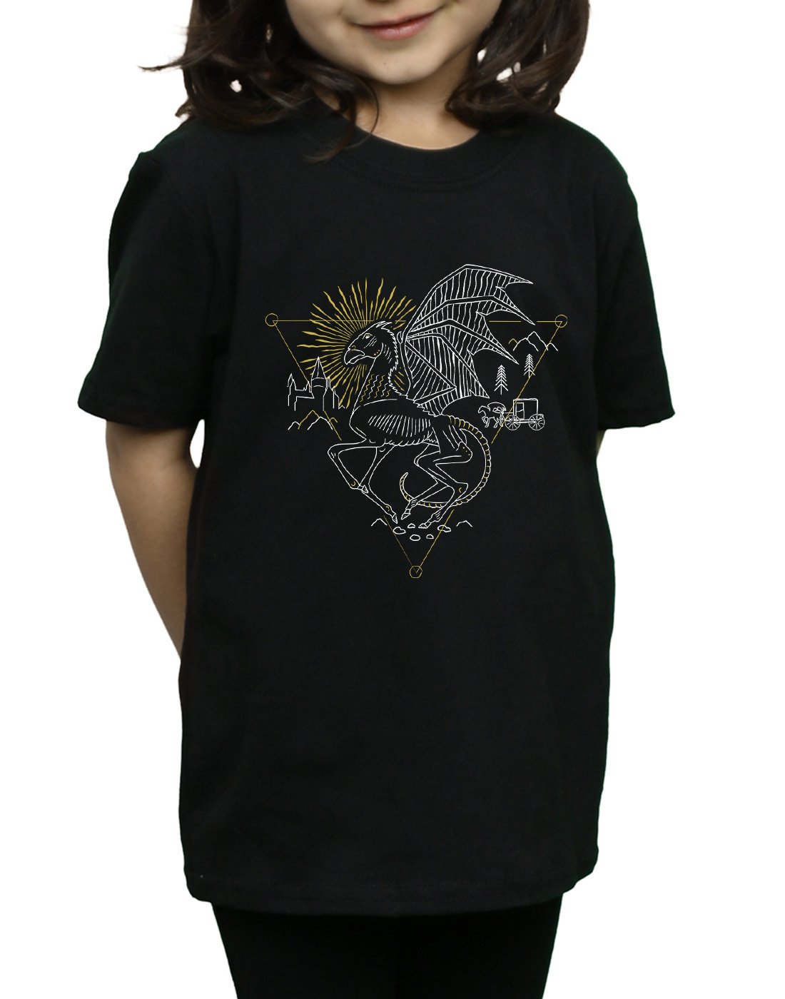 Absolute-Cult-Harry-Potter-Mdchen-Thestral-Line-Art-T-Shirt