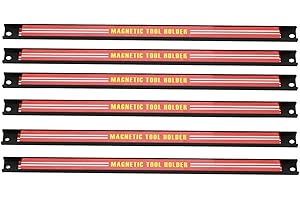 CROWNSHOP Garage Wall Tool Holder Set of 6 Magnetic Tool Holder Rack 18”/46cm Heavy Duty Powerful Magnetic Strip Tool Bar with Magnet for Screwdriver Wrench