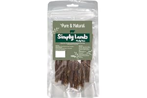 Pure & Natural Lamb Meaty Sticks - Natural Dog Chews, Grain Free Dog Treats & Healthy, Real Meat Chew Sticks - 100g Bag