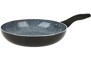 Crealys 529578 Poêle Aluminium AUTAN Ø 32 cm H 6 cm - Revêtement Antiadhésif Sain en Céramique effet pierre - Coloris Gris - Manche thermorésistant silicone - Tous feux dont induction