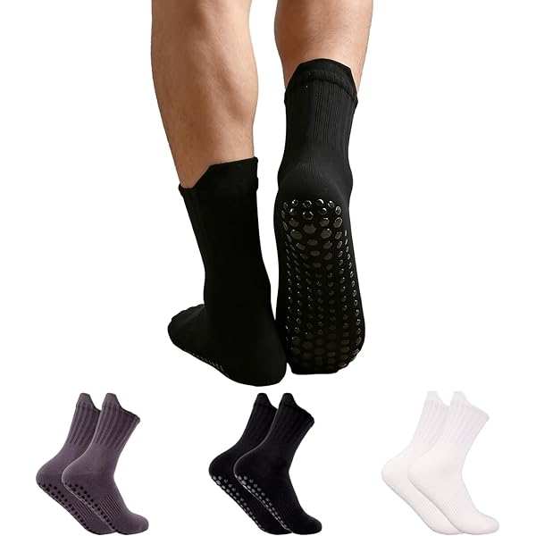 TENQUAN Anti-slip Sokken, 2 Paar Yoga Sokken voor Dames en Heren, Antislip Gripsokken voor YOGA, PILATES, FITNESS (2 Paar Zwartgrijs 39-42