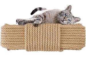 Aoneky Cat Scratching Sisal Rope 6mm/8mm/10mm, Hemp Rope for Decoration, Posts Trees Replacement (33FT, 6mm)