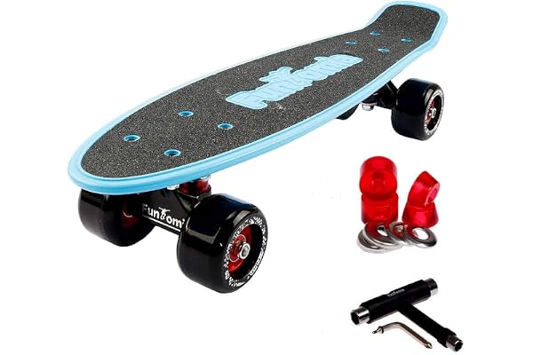 FunTomia® Planche à roulettes Big Wheel Mini-Skateboard 57cm - avec roulements ABEC-11 - Style Retro Cruiser en Plastique