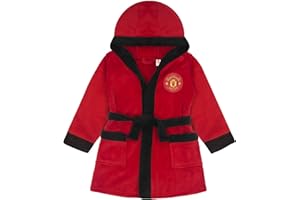 Manchester United Baby Dressing Gown Toddler Robe Hooded Fleece OFFICIAL Gift
