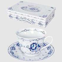 Teeset Kaiserlich, Design Gzhel - 1 Tasse 370 Ml + 1 Untertasse, Traditionelles Russisches Porzellan