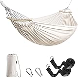 Anyoo Hängematte Garten Langlebige Hängematte mit gebogener Holzstange,tragbaren Bequeme Hängematte mit Gürtelzubehör Trageta