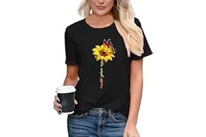 TOPLAZA T Shirts for Women Graphic Short Sleeve Crew Neck Casual Summer Tee Tops