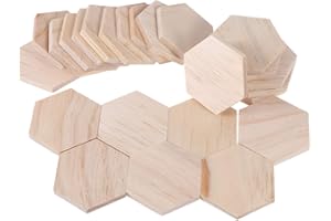 Healifty 25pcs tranches de bois non finies hexagone artisanat en bois embellissements étiquettes de nom vierges puce en bois pour bricolage scrapbooking artisanat de mariage
