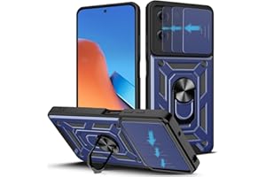 Loyhee Funda para Xiaomi Redmi 12 4G (6.79"), Protección de la Cámara Carcasa con Cubierta de Cámara Deslizante y Soporte de Anill PC Dura y TPU Silicone Anti-Choque Case – Azul