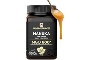 Watson & Son Miele Manuka MGO 600+ (500g) - Puro grezzo 100% certificato - Invasettato e sigillato in Nuova Zelanda - Manuka Honey