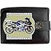 Price comparison product image Suzuki gsxr 600 k3 Blue Image on KLASSEK RFID Mens Wallet Purse Real Black Leather Motorbike Motorcycle Accessory Gift with Metal Box NOT Official Suzuki Merchandise