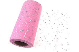 SYNYEY Lumeiy Rotolo di tulle Paillettes glitterate Bobina Tutu Matrimonio Festa di Natale Decorazione di compleanno Articoli da regalo fatti a mano(rosa)