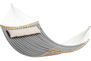 ‎SONGMICS Songmics 2 Person Padded Quilted Hammock with Dividable Curved Bamboo Poles with Cushion Oxford Fabric