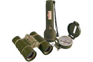 Happy People 19317 - Scout Explorer, zestaw 3-częściowy, lornetka, latarka, kompas, zabawka dla dzieci, do użytku na zewnątrz, do ogrodu, lasu
