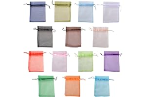 SEGXN 100 PCS Organza Drawstring Bags, Jewelry Wedding Bags Small Mesh Gift Bags for Wedding Party, Birthday, DIY Craft,Favour Christmas,Candy Bags,Multicolor Lovely Gifts Items Bags (9 * 12CM)