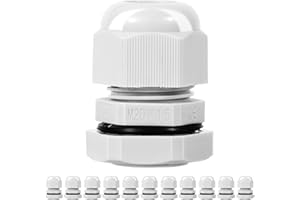 Dawenur 12 Stück Kabelverschraubung M20 Kabeldurchführung Wasserdicht PA66 Kunststoff Verstellbaren Kabelverschraubungen für Outdoor Garten Schaltkasten Abzweigkasten