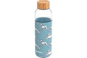 Quokka FLOW GREYHOUNDS | ROUND GLASS BOTTLE WITH SILICONE SLEEVE 660 ML