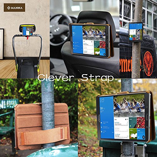 Leicke MANNA UltraSlim Samsung Galaxy TabPRO 8.4 Hülle | Case aus Kunstleder, braun mit farblich abgesetzter Naht | aufstellbare Tasche mit EasyStand | CleverStrap Handgurt | Autosleep Funktion | Schutzhülle für Samsung Tab Pro 8.4 - 4