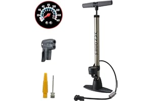 Vandorm Legend VII Alloy Bike Pump Presta Schrader Car Dual Valve High Pressure Cycle Floor Track Bicycle Tyre Inflator Tube Pump with Gauge & FREE Tool Airbed Football Inflatable Adaptors