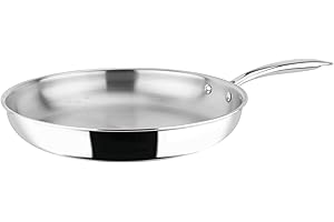 Sitram 711549, Poêle Rapsody en acier inoxydable qualité professionnelle diam. 30 cm - tous feux dont induction, Argent