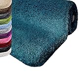casa pura Tapis de Bain Grande Taille Qualité Premium Oeko Tex | Epais, Moelleux, Absorbant | Lavable en Machine | Plusieurs Tailles et Couleurs | Turquoise - 80x150cm