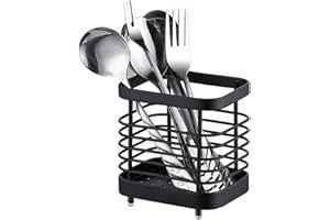 ANHORTS Organizzatore per lavello, organizer da cucina, porta utensili da cucina, in acciaio inox, accessorio da cucina per spugna, detersivo per pala, cucchiaio, pinza, frusta (Nero)