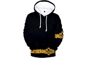 CHAORWE Anime One Piece Trafalgar Law Cosplay Felpa con Cappuccio 3D Stampato Pullover Felpa Cappotto