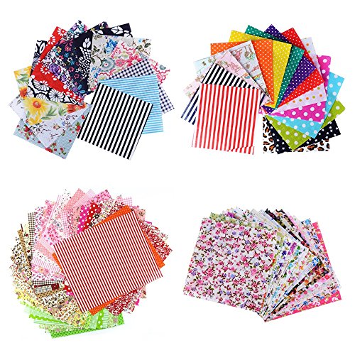 (100% Baumwolle) 100 Stück Patchwork Stoffe 10 x 10 cm Bunte Baumwollstoff Set Stoffpaket DIY Baumwolltuch Stoffreste Paket Stoffpakete in zufälligen Muster und Farbe - 3