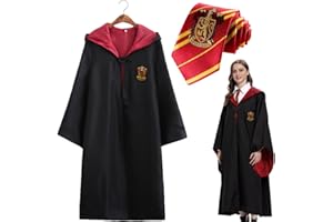 WGVSVLK Zauberer Kostüm,Harry Potter Kostüm für Kinder und Erwachsene,Magier Robe,Mit bestickten Krawatte,für Cosplay,Maskerade,Karneval,Halloween