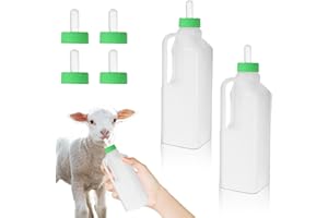 WIYETY 2 Stücke Lamm Milchflasche: Lämmerflasche mit 4 Milch Trinken Nippel, Stillflasche für Schafe mit Griff, Kälber Aufzuchtflasche, Nutztier Aufzuchtflaschen für Kälberoder Lammzucht Kuh Vieh
