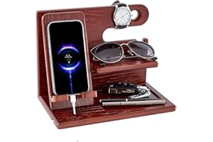 YODJEW Gifts for Men Christmas Bedside Organiser -Wood Bedside Organiser Birthday Xmas Secret Santa Presents for Husband Wife Anniversary Dad Birthday Nightstand Purse Father Graduation Male Idea