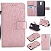 Produktbild Motorola Moto G4 / G4 Plus Hülle, SpiritSun Ledertasche Schutzhülle für Motorola Moto G4 / G4 Plus Folio PU Leder Tasche Case Cover Bookstyle mit Standfunktion und Kredit Kartenfächer - Tribal Lotus Blume Muster - Rosa Gold