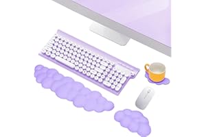 Mardiko Wolk Handballenauflage Tastatur Maus Set, Weiche Gedächtnisschaum Handauflage Tastatur Maus mit Rutschfeste Unterlage, Ergonomisches Handgelenkauflage Tastatur Maus für Büro Heim Spiele, Lila