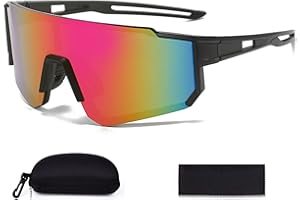 JXCTNNU Occhiali da Sole Sportivi Polarizzati Occhiali da Ciclismo Occhiali da Sci Occhiali Montagna con Custodia e Panno Protezione UV400 per Ciclismo, Motociclismo, Sci, Alpinismo