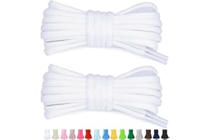 Stepace 1/4" Oval Athletic Shoelaces [2 Pairs] 39"-63" in 15 Colors Half Round Shoe Laces for Sneakers
