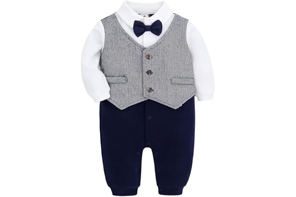 famuka bébé garçon Grenouillères Bodys et Combinaisons Smoking de bébé baptême Mariage vêtements