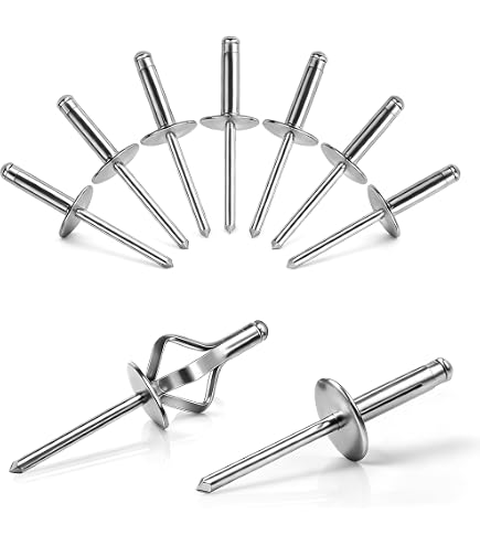 Linkup 300-Pack 1/8 X 3/8 Inch Large Flange Pop Blind Rivets – Aluminum Body, Steel Mandrel, 3.2mm X 10mm, Silver