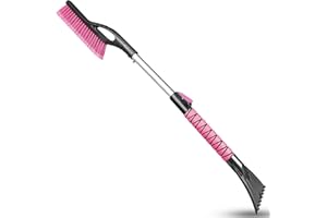‎HEEYA HEEYA Auto Eiskratzer, 84cm ausziehbare Auto Schneebürste and Schneebesen für Autoscheiben, Abnehmbarer Eiskratzer mit Schaumstoffgriff für LKW SUV Windschutzscheibe - Rosa