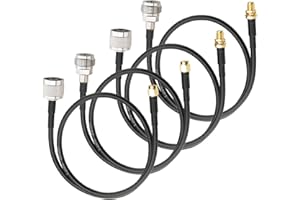 Boobrie Upgraded 4PCS SMA to N Type Cable 50CM Kit N Type to SMA Cable 50ohms N Male to SMA Cable N Female to SMA Cable WiFi Antenna Extension Coaxial Cable LMR200 Equivalent, Better Than RG58