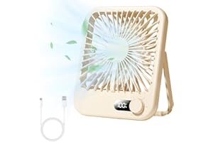 Collazoey Wentylator stołowy, cichy, ładowny 3000 mAh, USB Speed, wentylator do konwersji częstotliwości, regulowany w zakresie 180°, do biura, biblioteki, sypialni, na kemping (kolor kremowy)